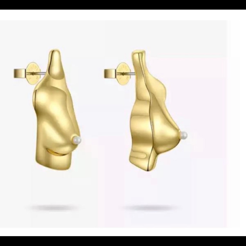Never Fade Punk Body Part 3d Chest Stud For Women Earrings - Picture 3 of 4